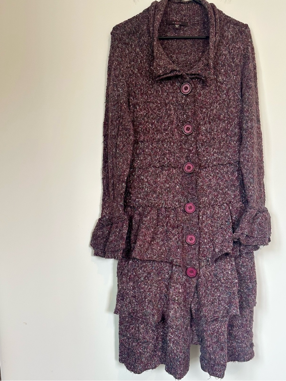 Fever Plum Textured Tiered Coat - Size: Extra Large - Picture 7 of 7